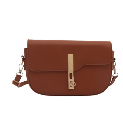 Simple Solid Color Clap Lock Shoulder Bag