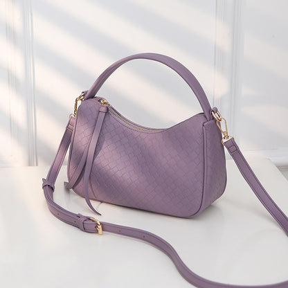 Sac à bandoulière tissé à fermeture éclair, simple et tendance, couleur unie, pour femme