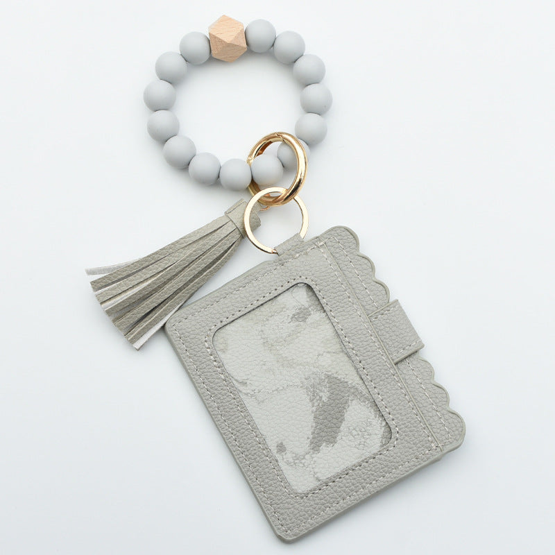 Women Fashion Beaded Pu Tassel Coin Purse