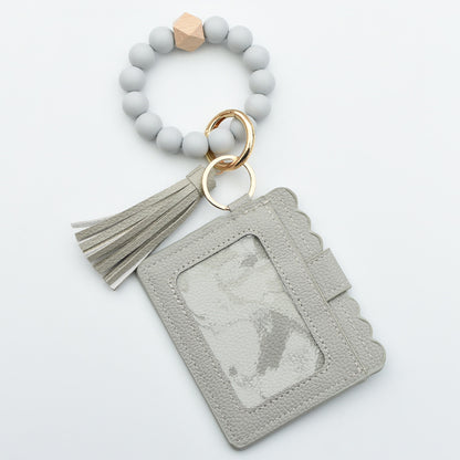 Women Fashion Beaded Pu Tassel Coin Purse