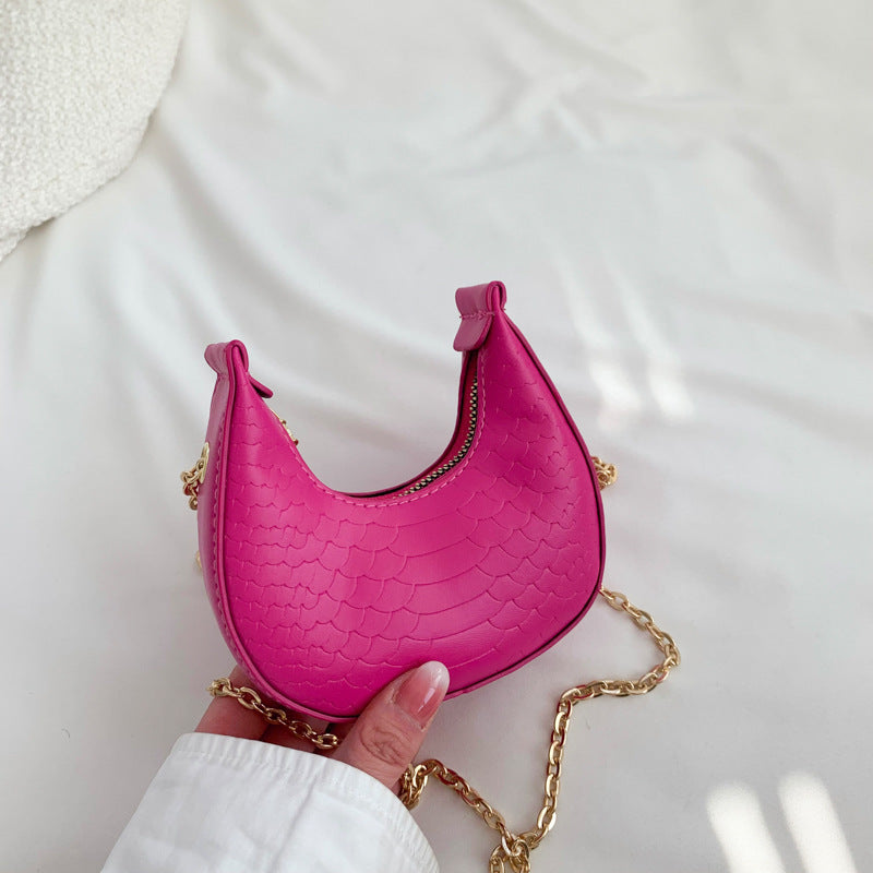 Mini sac bandoulière décontracté à chaîne et fermeture éclair en forme de boulette pour femme, couleur unie 