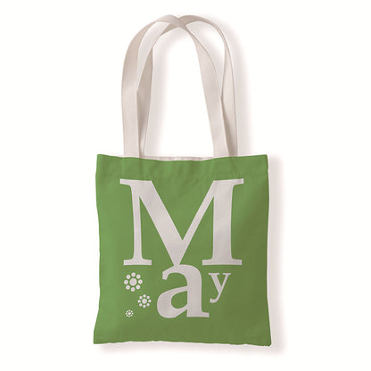 Women Fashion Creative Color Letter Month Canvas Tote Bag