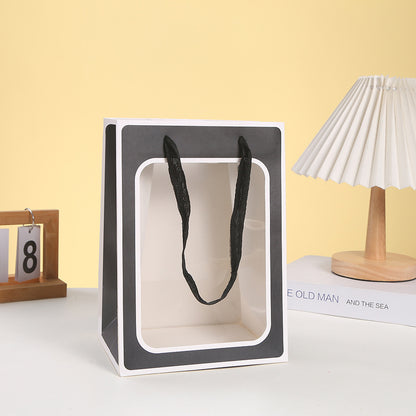 Sac d'emballage cadeau transparent en marbre avec fenêtre 