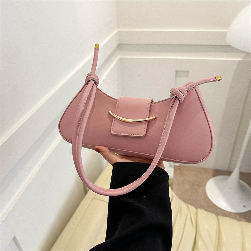 Women Fashion Simple Solid Color Flap Zipper Shoulder Underarm Bag