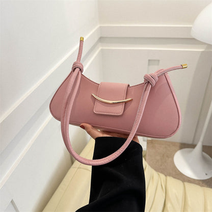 Women Fashion Simple Solid Color Flap Zipper Shoulder Underarm Bag