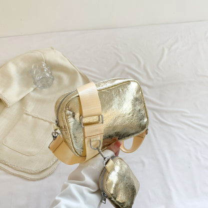 Ensemble deux pièces de sacs à bandoulière carrés, décontractés et simples, de couleur unie, pour femmes 