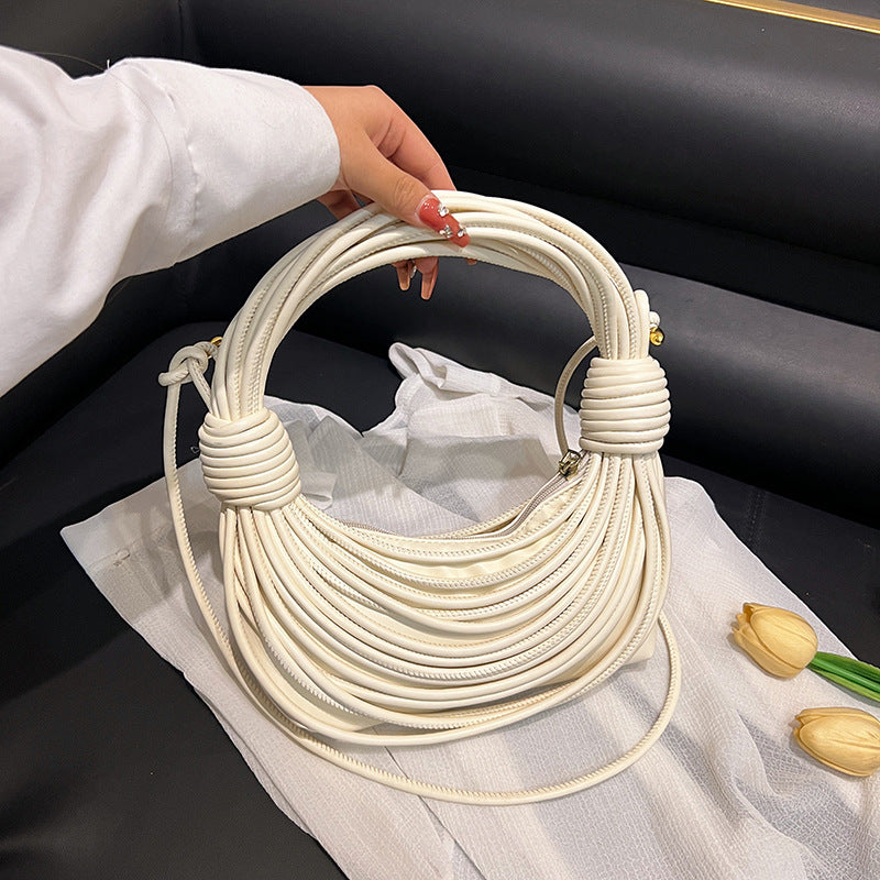 Women Fashion Creative Multicolor Line Woven Knot Handbag