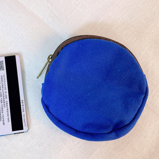 Fashion Simple Solid Color Round Canvas Coin Purse