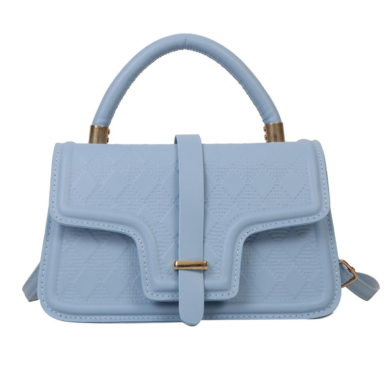 Sac à bandoulière carré en PU à rabat rhomboïde de couleur unie pour femme 