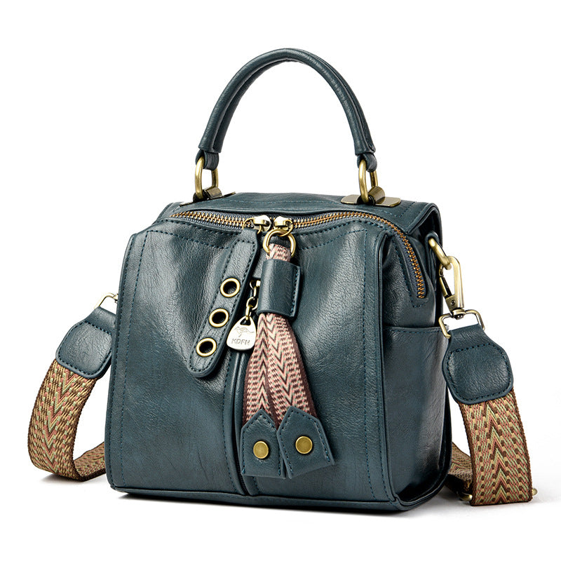 Women Fashion Casual Retro Solid Color Handbag