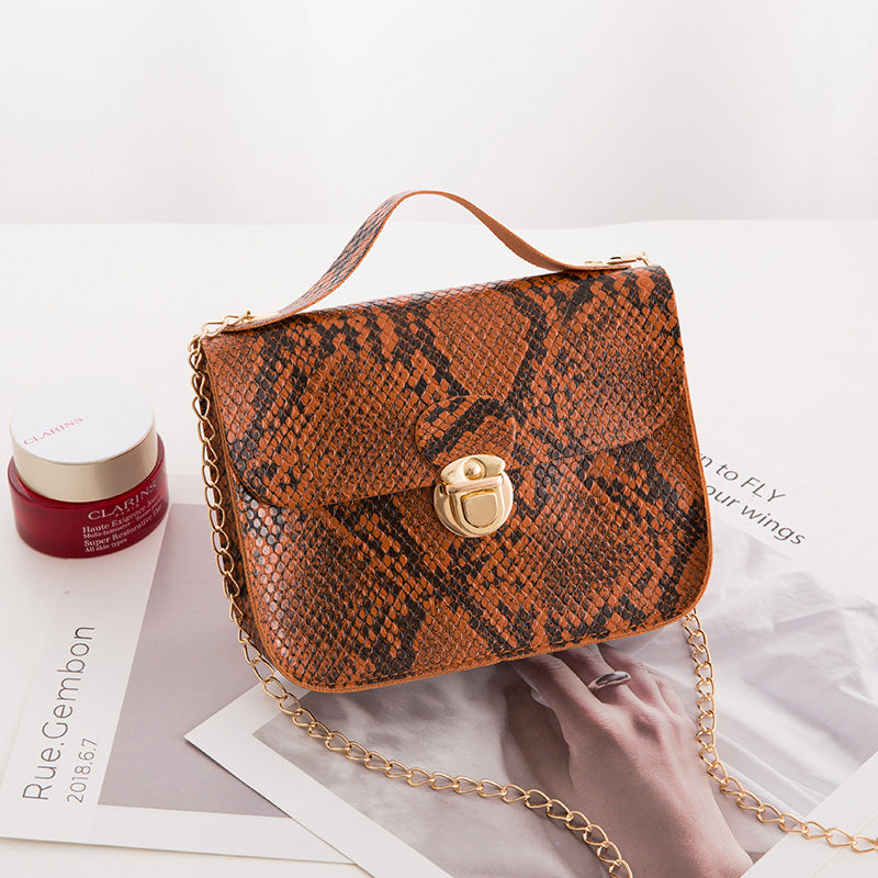 Women Fashion Snake Pattern Vintage Messenger Mini Bag