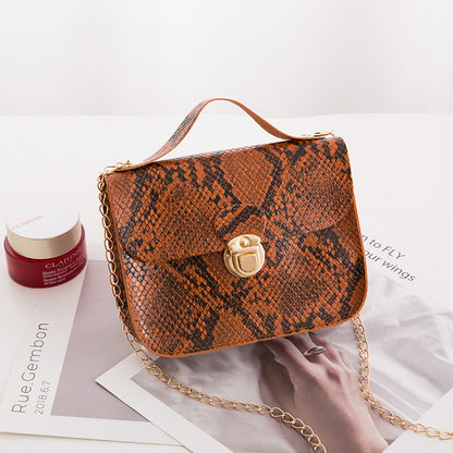 Women Fashion Snake Pattern Vintage Messenger Mini Bag