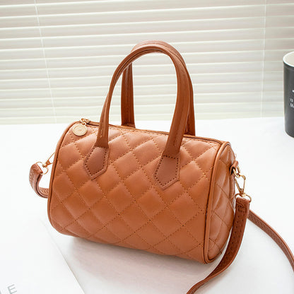 Fashion Simple Solid Color Cylinder Handbag