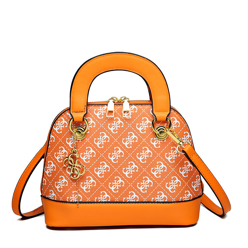 Women Fashionable Solid Color Zipper Metal Pendant Large Capacity Shoulder Crossbody Bag