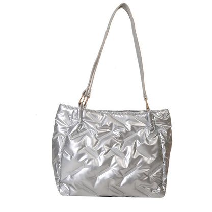 Women Fashionable Solid Color Large Capacity PU Tote Bag