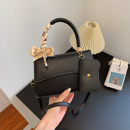 Sac à bandoulière carré à rabat, simple et décontracté, couleur unie 