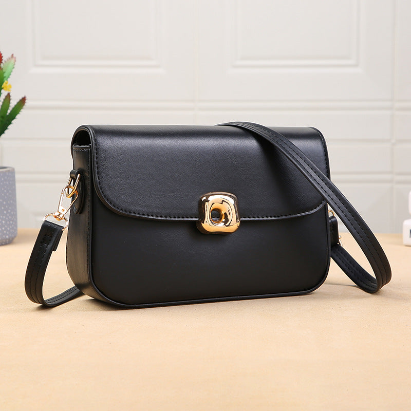 Women Fashionable Simple Square Flap PU Crossbody Bag