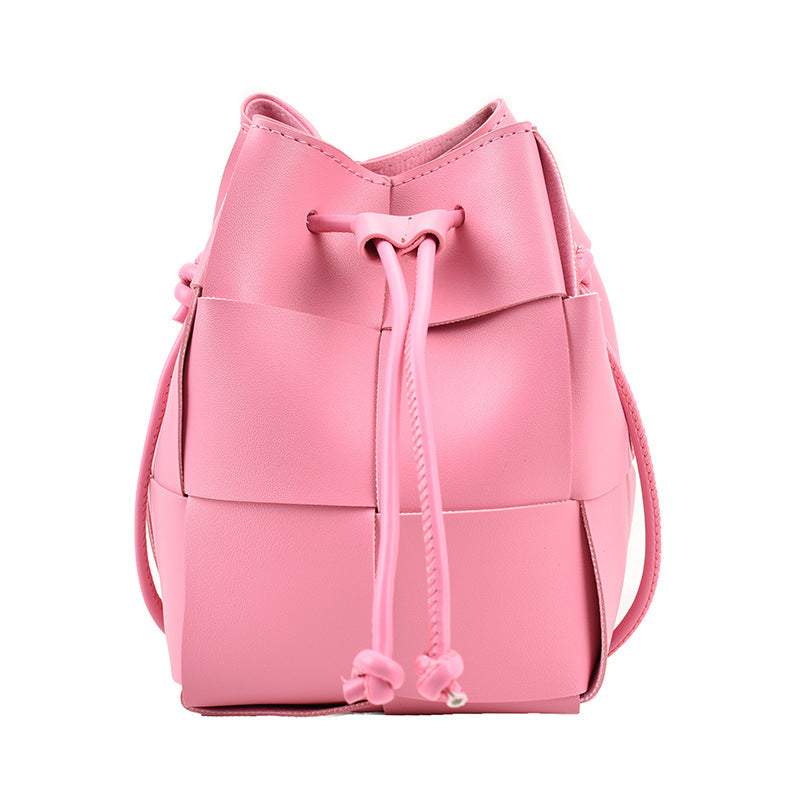 Sac seau à bandoulière avec cordon de serrage pour femme, couleur unie, mode printemps-été 