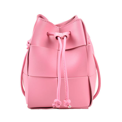 Sac seau à bandoulière avec cordon de serrage pour femme, couleur unie, mode printemps-été 