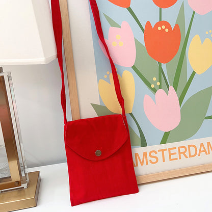 Mini sac à bandoulière en toile de couleur unie pour femme, simple et tendance, style macaron 