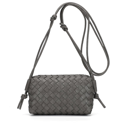 Women Fashion Solid Color Woven Diamond Square Crossbody Bag