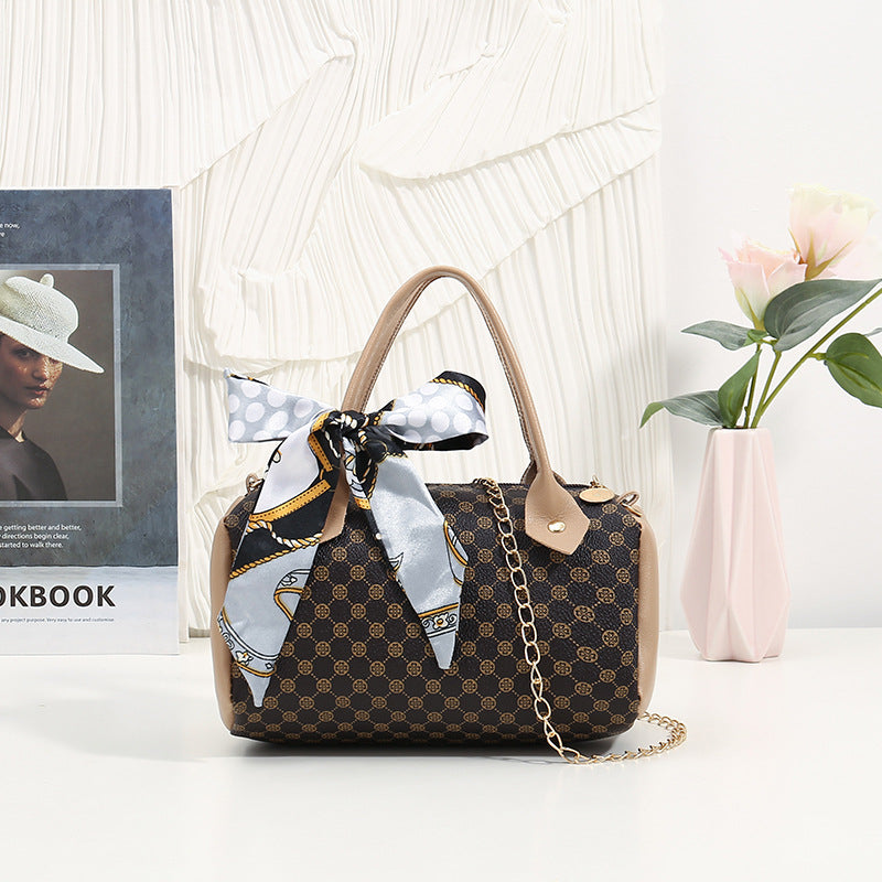 Sac à bandoulière vintage à chaîne imprimée de grande capacité