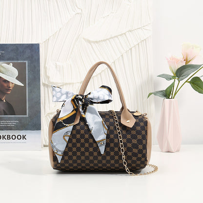 Sac à bandoulière vintage à chaîne imprimée de grande capacité