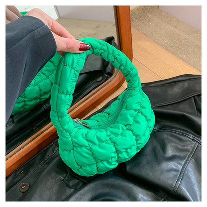 Mini sacs à main tendance à carreaux plissés et nuages ​​de couleur unie 