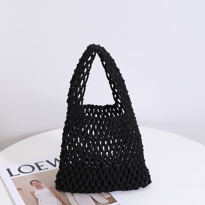 Women Candy-Colored Cotton Thread Woven Summer Simple Style Fishnet Shoulder Bag