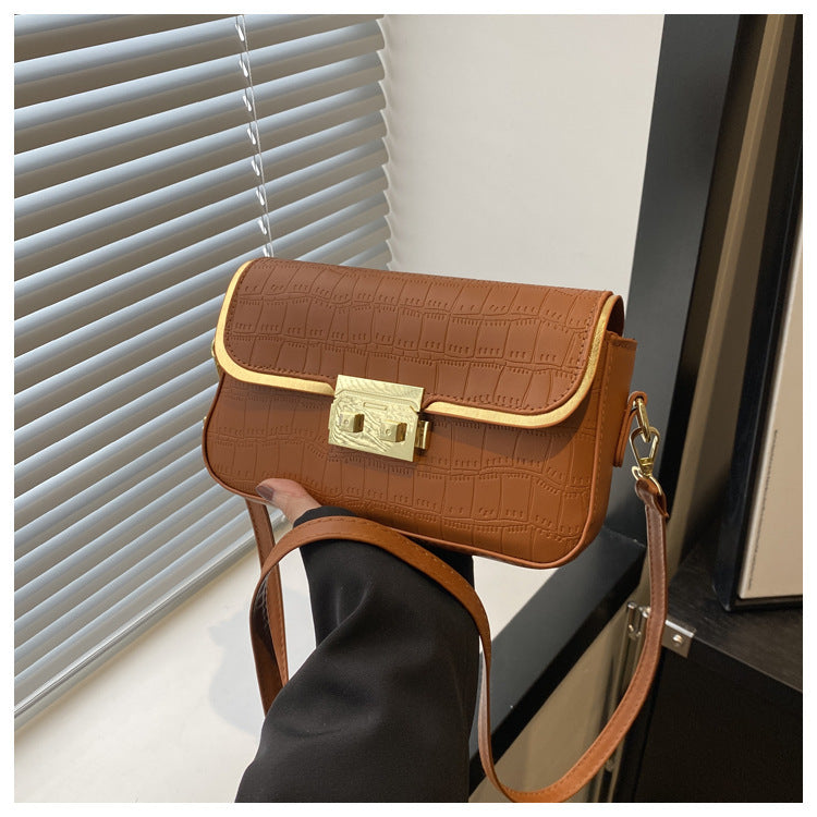 Stylish Stone Pattern Solid Color Shoulder Bag