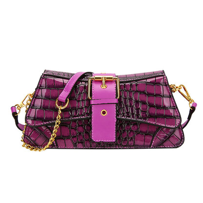 Sac à bandoulière à rabat motif crocodile pour femme 