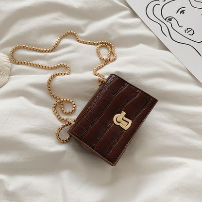 Sac à bandoulière en PU pour femme, motif crocodile vintage, avec boucle à rabat 