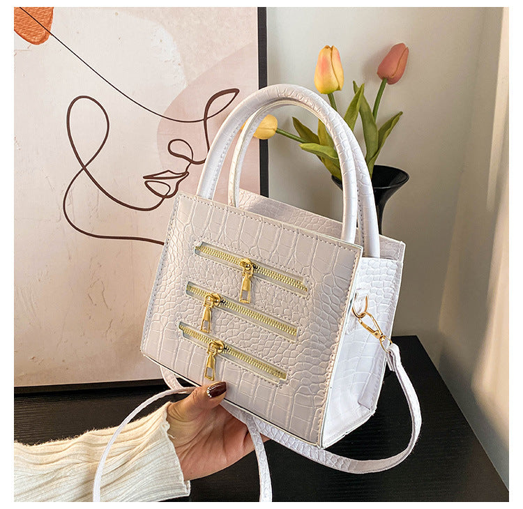 Women Fashion Casual Simple Solid Color Zipper Handbag