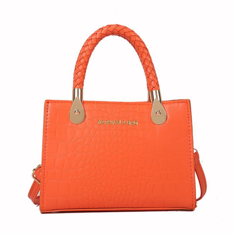 Sac à main à bandoulière tendance de grande capacité, couleur unie, imprimé pierre 