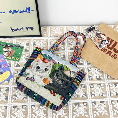 Sac à main mignon de style ethnique rétro de dessin animé 