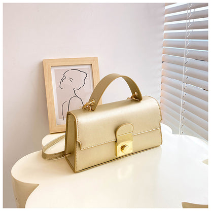 Sac à bandoulière à rabat en PU de couleur unie pour femme