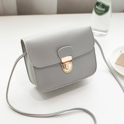 Women Fashion Solid Color Metal Buckle Messenger Mini Bag