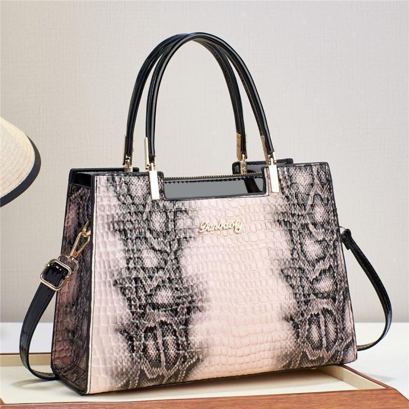 Women'S Stylish Snakeskin Embossed Large-Capacity Handbag