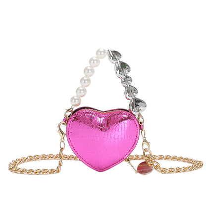 Women Fashion Mini Love Pearl Chain Crossbody Bag