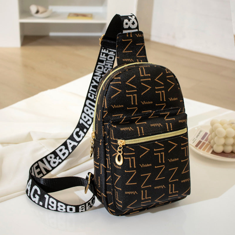 Sac à bandoulière en PU avec fermeture éclair et motif lettre tendance pour femme