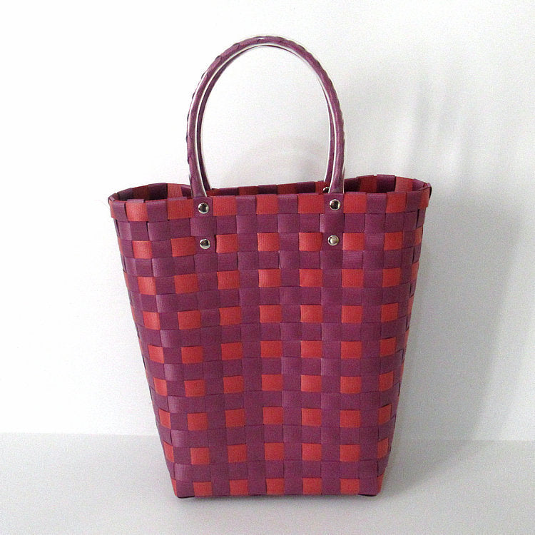 Sac fourre-tout décontracté tissé à carreaux pour femme, grande capacité 