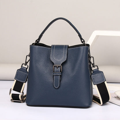 Women'S Fashion All-Match Bucket Bag Genuine Leather Handbag