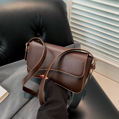 Sac à bandoulière carré à rabat en PU pour femme, couleur unie, tendance 