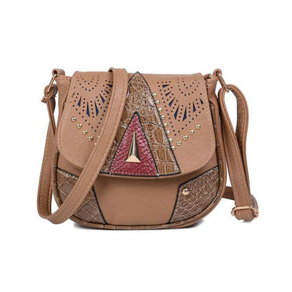 Women Vintage Flap Buckle Design PU Crossbody Bag