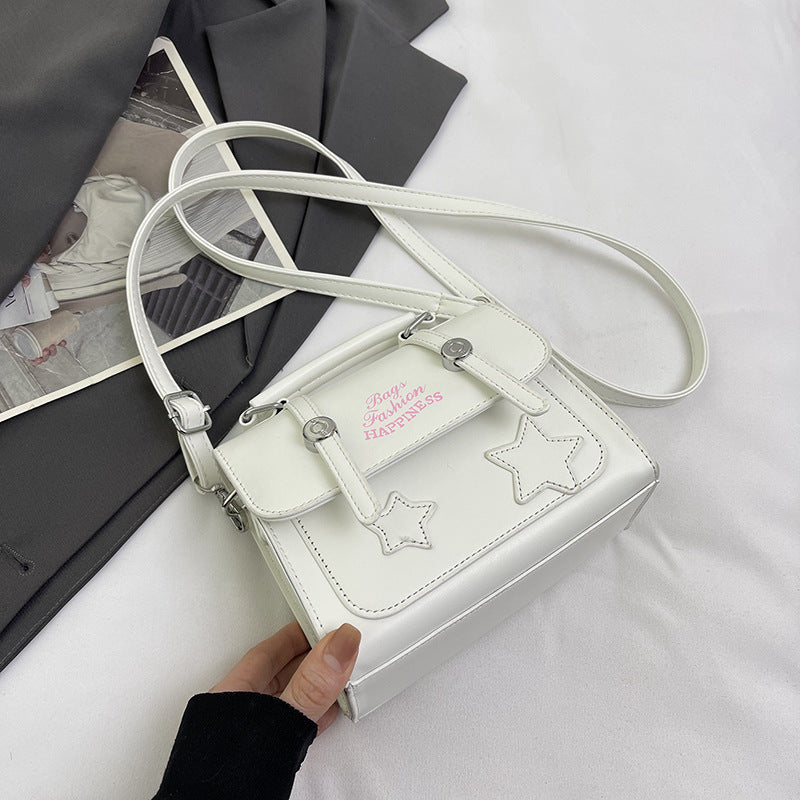 Women Fashion Casual Star Letter Print Flap Square Crossbody Bag