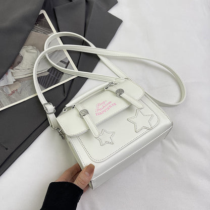 Women Fashion Casual Star Letter Print Flap Square Crossbody Bag