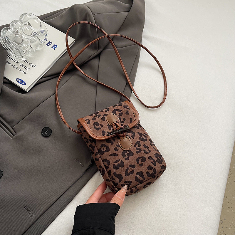 Women Fashion Casual Leopard Mini Mobile Phone Crossbody Bag