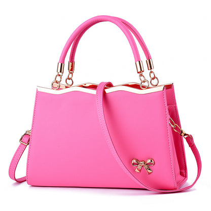 Women'S Fashion Solid Color Bow Large Capacity Handbag