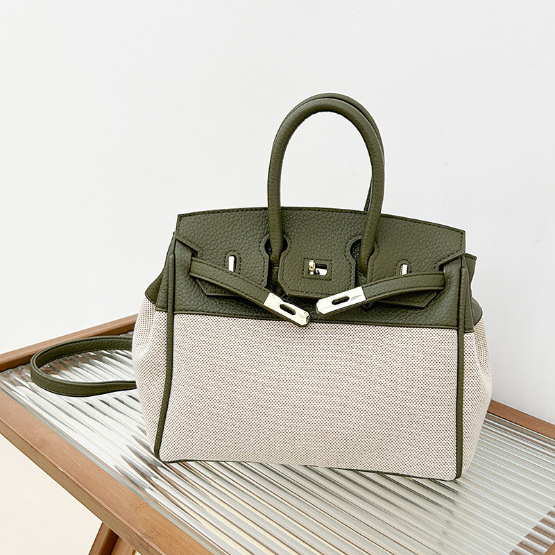 Sacs à main élégants en toile de grande capacité avec contraste de couleurs 