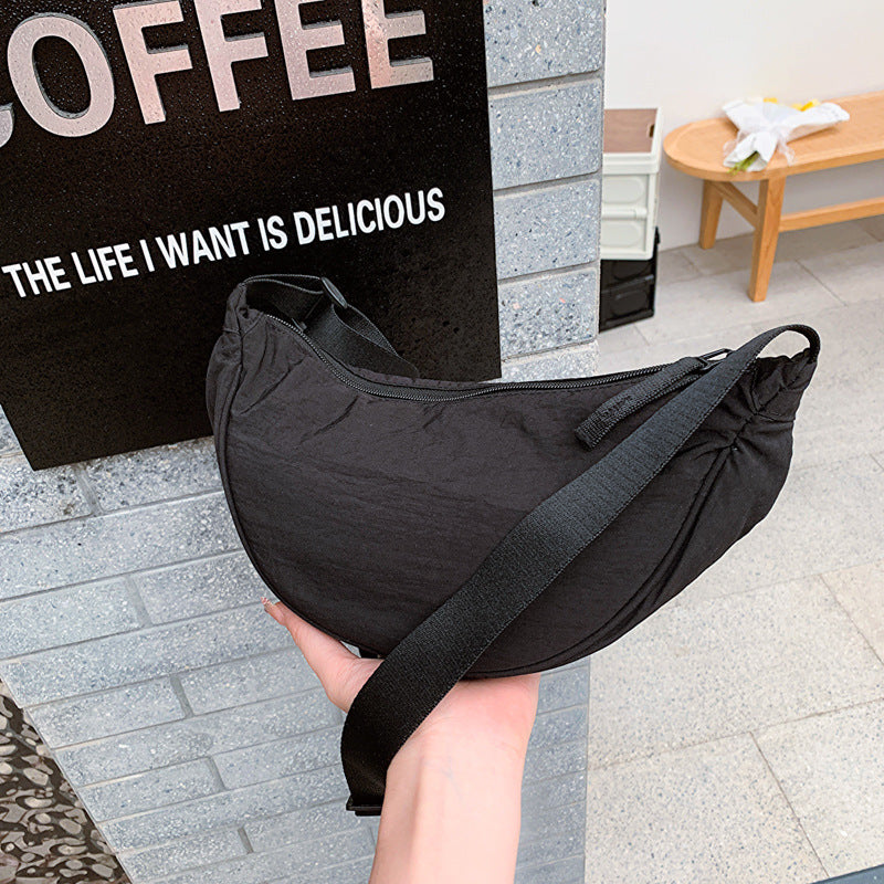 Simple Casual Solid Color Nylon Crossbody Bag